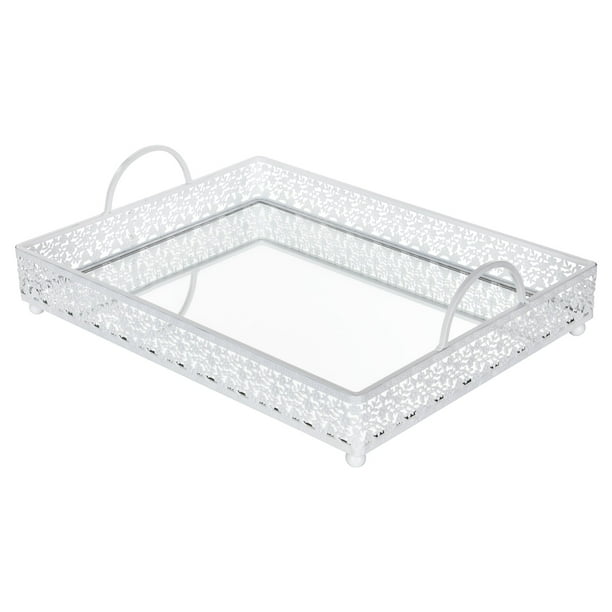 Rectangular MIRROR SERVING TRAY Vintage Metal Vanity Food Platter Wedding Decor Rectangular MIRROR SERVING TRAY Vintage Metal Vanity Food Platter Wedding Decor